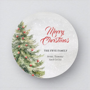 Aquarell-Weihnachtsbaum-Feiertagsgeschenk Runder Aufkleber