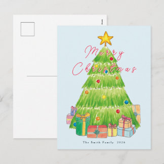 Aquarell-Weihnachtsbaum Festliche Feiertage Feiertagspostkarte