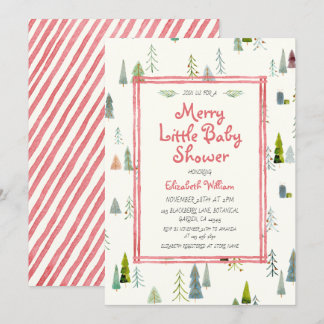 Aquarell-Weihnachtsbaum Frohe kleine Babyparty Einladung