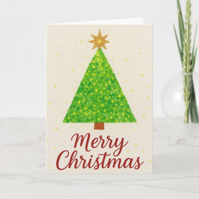 Aquarell-Weihnachtsbaum Karte (Vorderseite)
