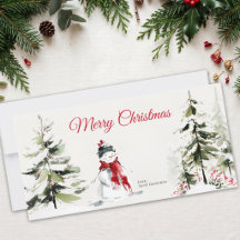 Aquarell-Weihnachtsbaum-Schneemann-roter-Schal-Win