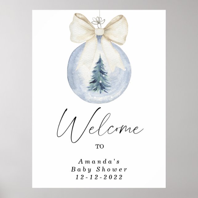 Aquarell-Weihnachtsbaumdekoration Babydusche Poster (Vorne)