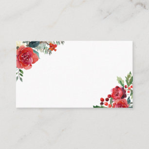 Aquarell-Weihnachtsblumen & Pinienzapfen-Rahmen Platzkarte