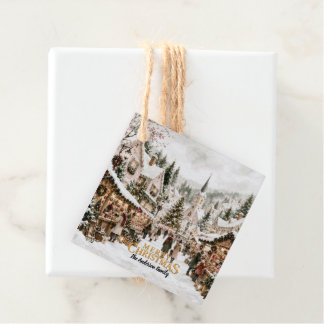 Aquarell-Weihnachtsdorf Geschenkanhänger