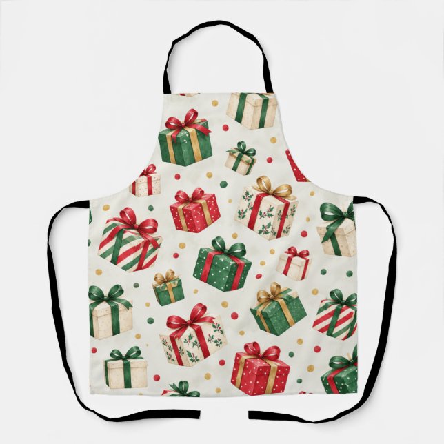 Aquarell-Weihnachtsgeschenkbox-Muster Schürze (Vorderseite)