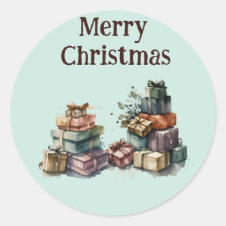 Aquarell-Weihnachtsgeschenke Runder Aufkleber