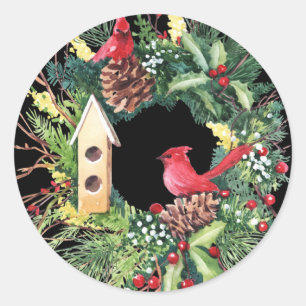 Aquarell-Weihnachtsgirlande Klassischer runder Auf Aufkleber