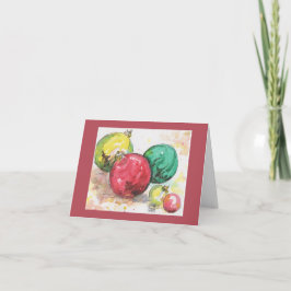Aquarell-Weihnachtskarte: Verzierungen Feiertagskarte