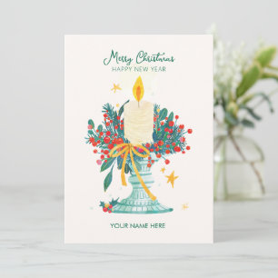 Aquarell-Weihnachtskerzen Feiertagskarte