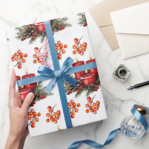 Aquarell-Weihnachtskerzen Geschenkpapier