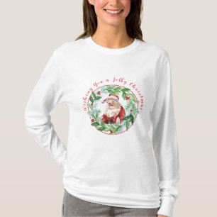 Aquarell-Weihnachtskranz Vintage-Santa Unisex T-Shirt