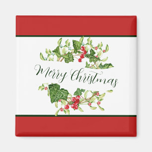 Aquarell-Weihnachtskränze benutzerdefinierte Feier Magnet
