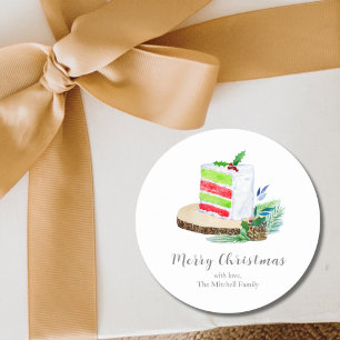 Aquarell-Weihnachtskuchen-Feiertag personalisieren Runder Aufkleber
