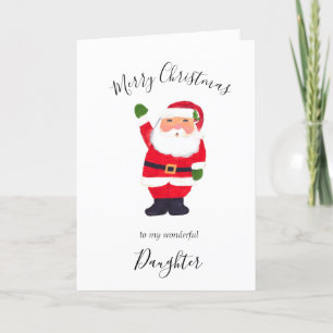 Aquarell-Weihnachtsmann-Frohe-Tochter Feiertagskarte