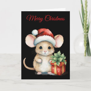 Aquarell-Weihnachtsmaus Feiertagskarte