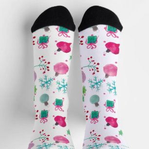 Aquarell-Weihnachtsmuster handgemalt Socken
