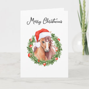 Aquarell-Weihnachtspferd mit individuellem Foto & Feiertagskarte