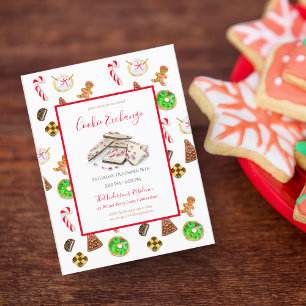 Aquarell-Weihnachtsplätzchen-Tausch-Einladung Postkarte