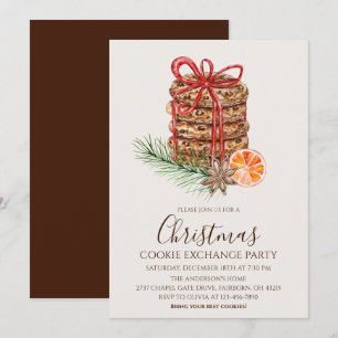 Aquarell-Weihnachtsplätzchen-Tauschparty Einladung