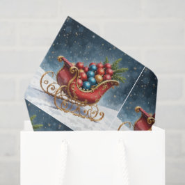 Aquarell-Weihnachtsschlitten im Vintage-Stil Seidenpapier