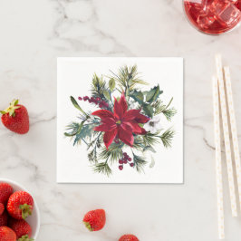 Aquarell-Weihnachtsstern-Muster Serviette