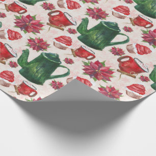 Aquarell-Weihnachtstee-Einladung Geschenkpapier