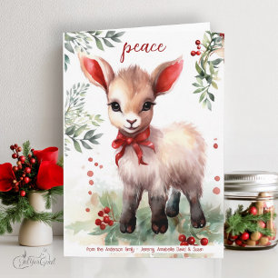 Aquarell-Weihnachtsziege Baby Frieden Karte