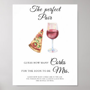 Aquarell-Wein-Brautjungfernparty Wie viele Korken  Poster