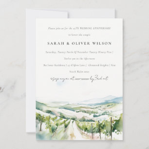 Aquarell Weinberg Landschaft Hochzeit Jubiläum Einladung