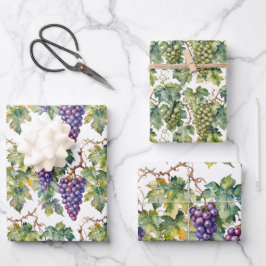 Aquarell-Weinrebe und Blätter im Vintage-Stil
