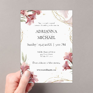 Aquarell-Weinrote-Floral-Hochzeitseinladung Acryleinladungen
