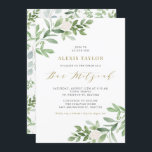 Aquarell Weiße Blume und Grüne Bar Mitzvah Einladung<br><div class="desc">Laden Sie Familie und Freunde mit dieser whimsical grünen Einladung ein. Diese Bar mitzvah-Einladung enthält Aquarellbilder von grünem Blattwerk und weißen Blume sowie ein passendes Grünmuster mit Goldschrift. Personalisieren Sie diese durch Hinzufügen von Namen, Datum, Uhrzeit, Veranstaltungsort und anderen Veranstaltungsdetails. Diese Einladung ist ideal für Frühling und Garten Bar mitzvahs....</div>