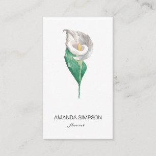 Aquarell, weiße Calla-Lilien-Blume Visitenkarte