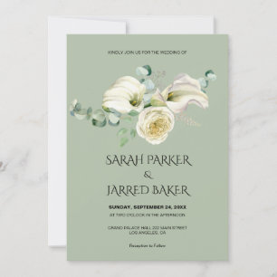 Aquarell Weiße Calla-Lilien Brautstrauß Hochzeit Einladung