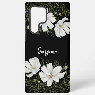 Aquarell Weiße Cosmos-Blumen Botanische Malerei Samsung Galaxy Hülle