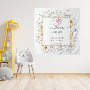 Aquarell Weiße Florale Babyparty Wandteppich