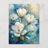 Aquarell Weiße Florale Magnolien Friedlich