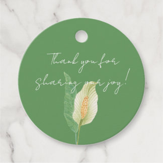 Aquarell weiße Friedenslilie - minimalistischer Ho Geschenkanhänger