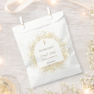 Aquarell weiße gelbe Blumen Erstkommunion Geschenktütchen