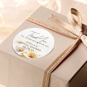Aquarell Weiße Gott-Blume Brautdusche Runder Aufkleber