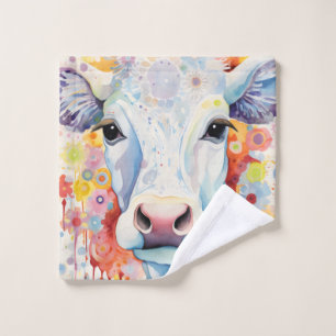 Aquarell Weiße Kuh Bubbly Soft Badhandtuch Set