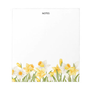 Aquarell Weiße Narzisse Floral Personalisiert Notizblock