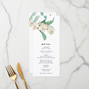 Aquarell Weiße Orchideen Florale Hochzeit Menükarte