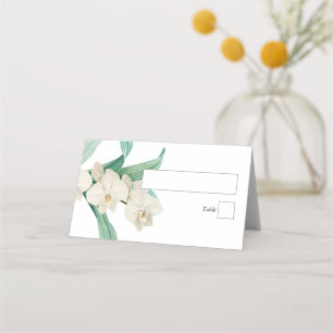 Aquarell Weiße Orchideen Florale Hochzeit Platzkarte