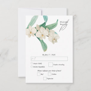Aquarell Weiße Orchideen Florale Hochzeit RSVP Karte