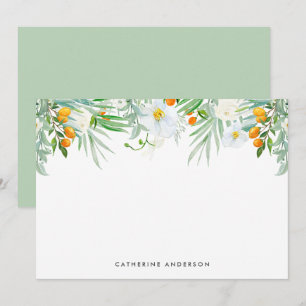 Aquarell Weiße Orchideen und Kumquats Schreibwaren Mitteilungskarte