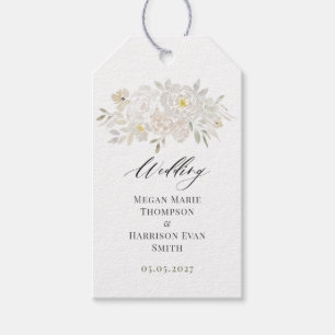 Aquarell Weiße Pfingstrosen Hochzeits-Geschenkanhä Geschenkanhänger