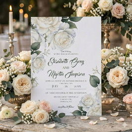 Aquarell Weiße Rose Hochzeit Einladung