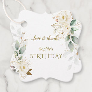 Aquarell Weißer Blume Grüne Geburtstag Geschenkanhänger