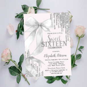 Aquarell Weißer Bogen Silber Glitter Tropfen Sweet Einladung